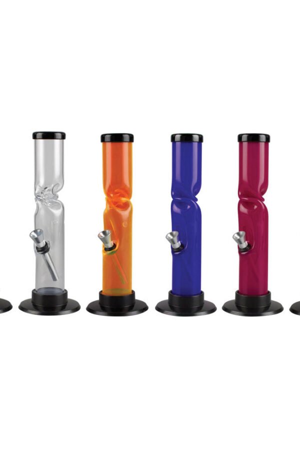 Acrylic Straight Water Pipe w/ Ice Catch - 12"" / Colors Vary