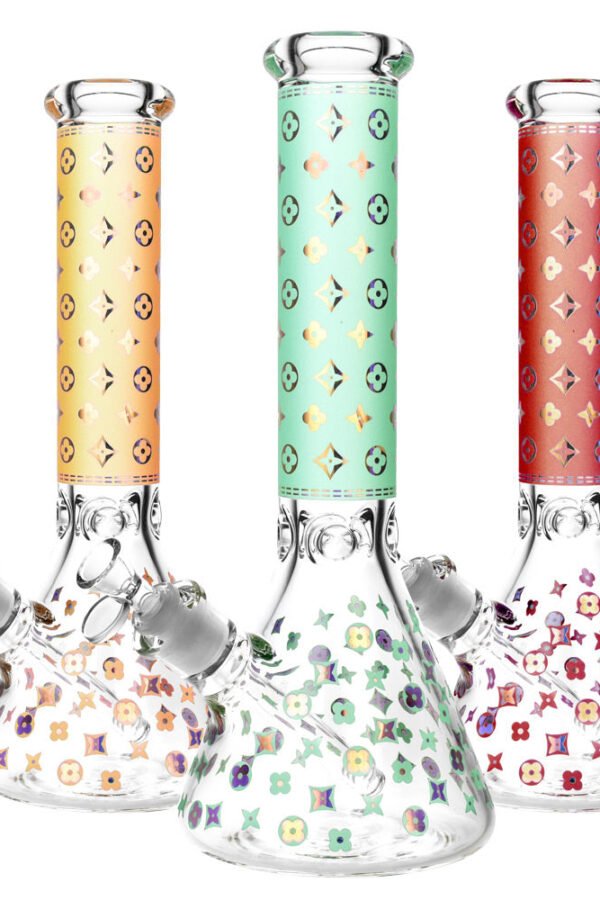 Designer Floral Diamond Water Pipe - 14""/14mm F/Colors Vary