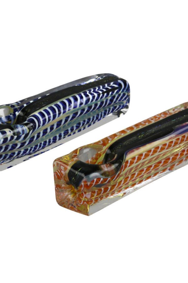 Dichroic Striped Obelisk Hand Pipe - 3.5""/ Colors Vary