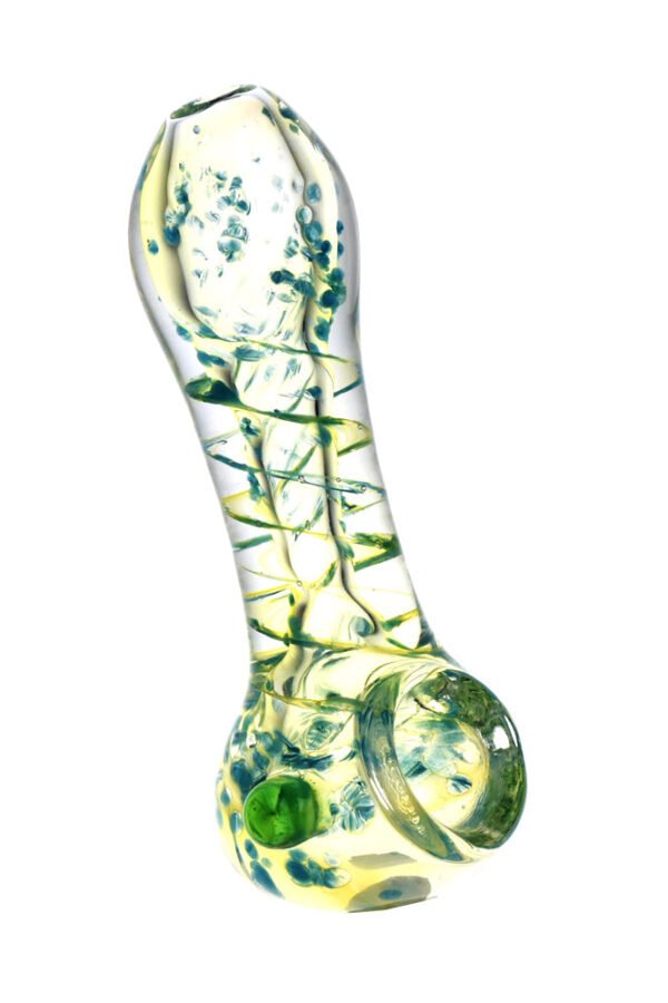 Silver Fumed Corkscrew Pattern Clear Glass Hand Pipe