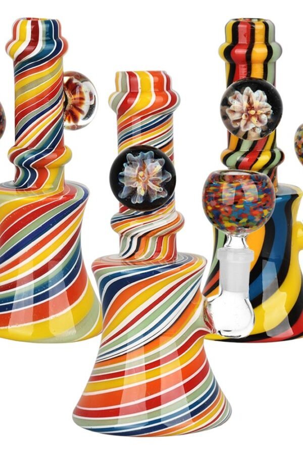 Flowering Spirals Glass Water Pipe - 5.5"" / 10mm F / Colors Vary