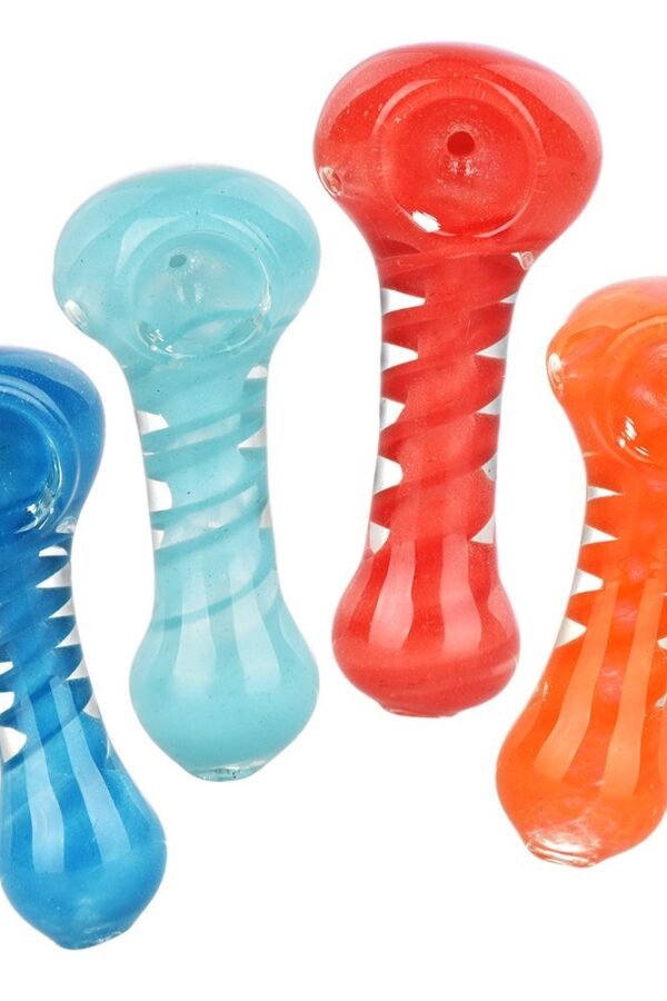 Simple Twist Up Glass Spoon Pipe - 3"" / Colors Vary