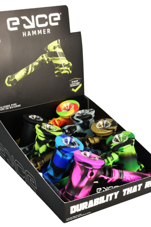 Eyce Silicone Hammer Bubbler Pipe - Assorted Colors - 8PC DISPLAY