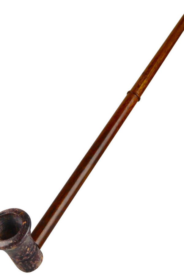 Stone Bowl Pipe w/ Long Wood Mouthpiece