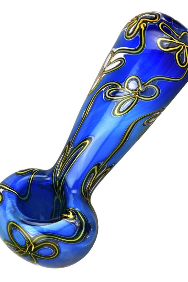 Trippy Floral Double Glass Spoon Pipe - 5""