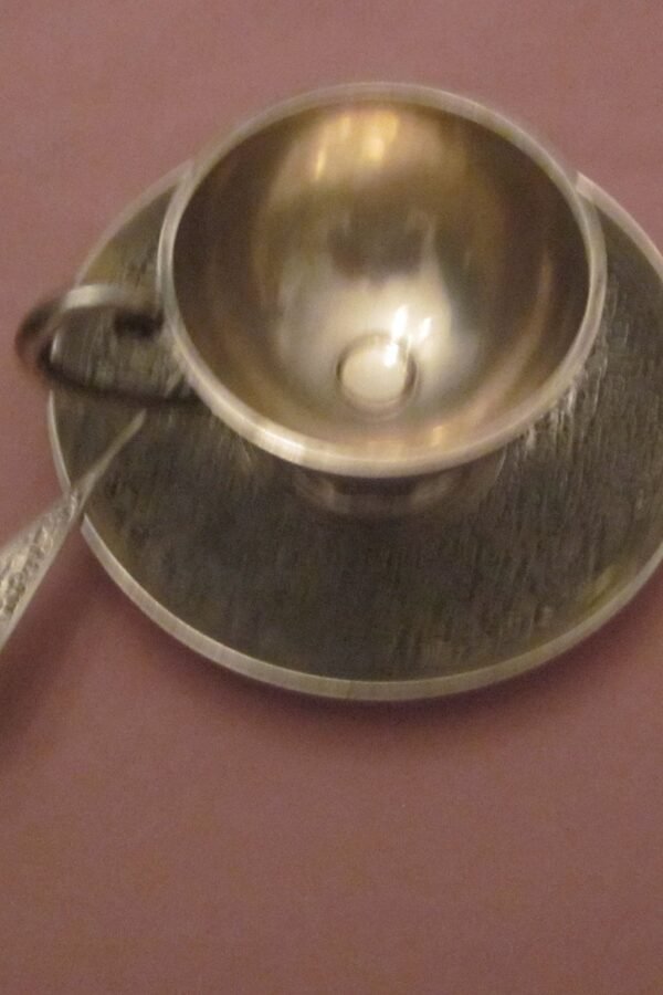 1 Art Nouveau Coin Silver [.800] Chocolate Cup With Matching Saucer & Spoon