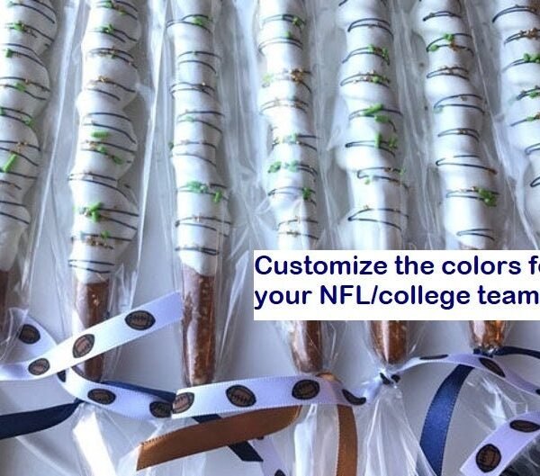 1 Dozen Football Chocolate Pretzels, Any Team Colors, Nfl Cookies, Party Decor, College Party, Birthday
