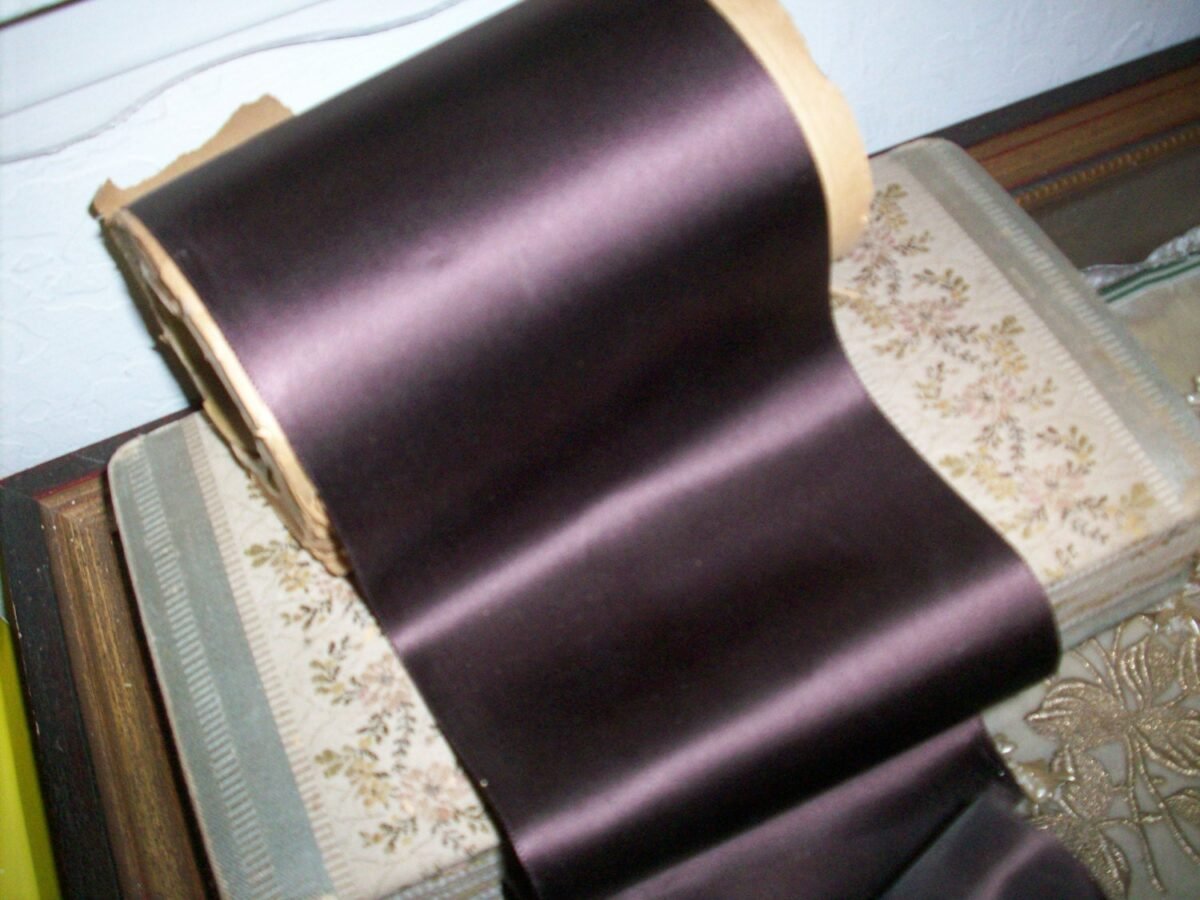 1 Yd. Of Chocolate Brown French Vintage Satin Faille Back Rayon Ribbon 5" Wide