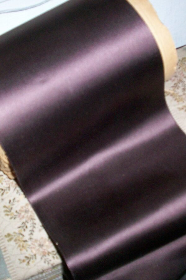 1 Yd. Of Chocolate Brown French Vintage Satin Faille Back Rayon Ribbon 5" Wide