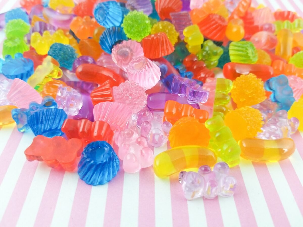 10 Assorted Translucent Resin Plastic Flat Backed Candy Cabochon Mix, Fake Bake Cabs #066