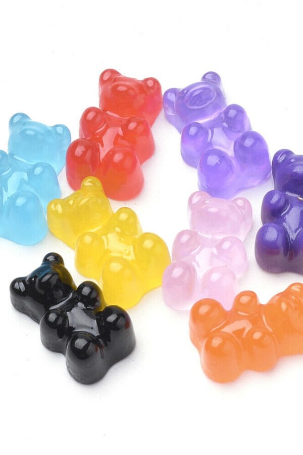 10 Candy Bear Cabochons Gummy Flat Backs Assorted Lot Cute Jewelry Supplies
