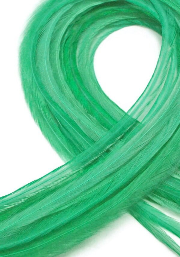 10 Pieces - Solid Aqua Mint Thin Long Whiting Farm Rooster Hair Extension Feathers Fly Tying Summer Craft Supply 302