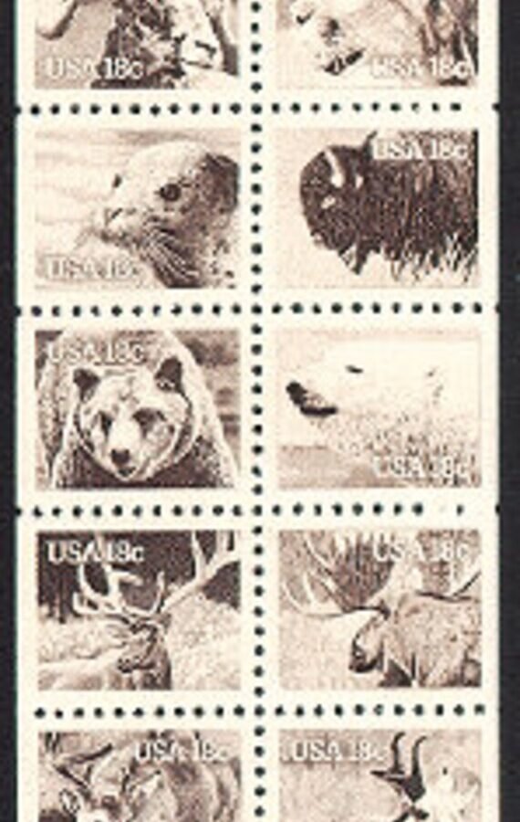 10 Wild Animals Sheep Bear Deer Different 1981 18C Brown Unused Postage Stamps Free Shipping #1 Source Best Prices On Vintage Stamps