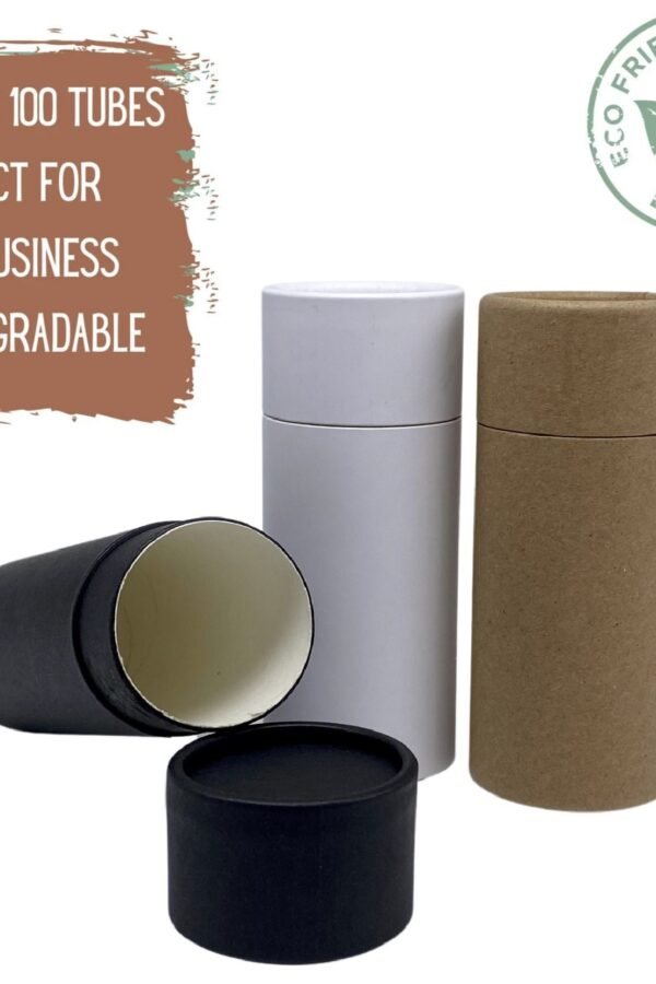 100 Eco Push-Up Tubes 2.5Oz 70G - Wholesale Packaging For Natural Deodorant & Cosmetics, Compostable Balm 2.5 Ounce 70 Ml