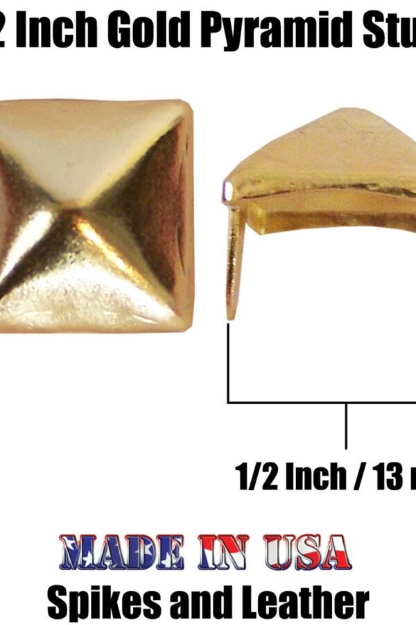 100 Pyramid Shaped Square Studs 1/2" 3/8" 1/4" Nailhead Py/77 13mm 9mm 6mm Spot Tack Spikes Gold USA Nyc Jackets Vests Hats Caps Sneakers