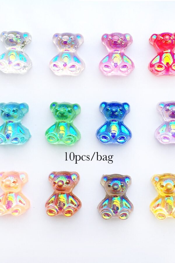 10Pcs Gummy Bear Nail Charms Jelly Cabochon Resin | 12 Cute Juicy Colors Each Bag W 7 X H 10mm Flatback & Fit Shapes