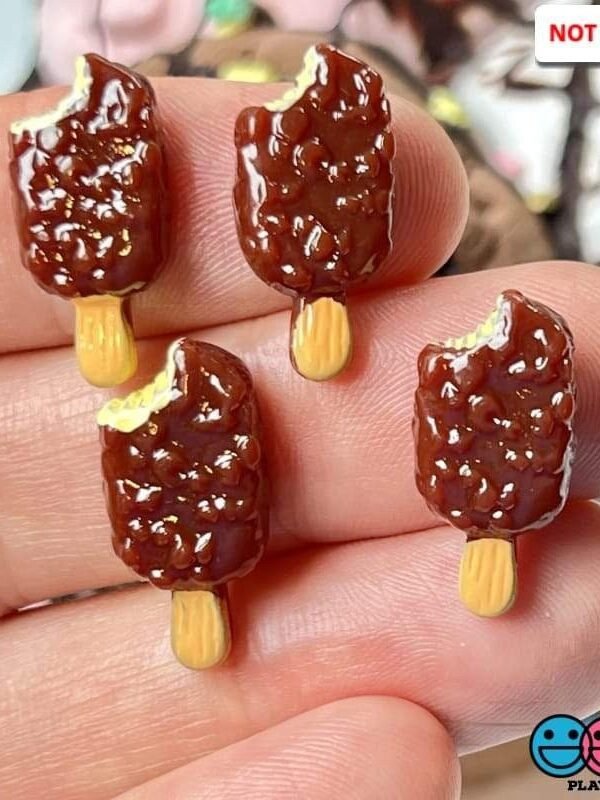 10Pcs Ice Cream Bar Chocolate Covered Tiny With Bite Charms Faux Dessert Fake Bake Headband Hairbow Accessories Cabochons Decoden Playcode3
