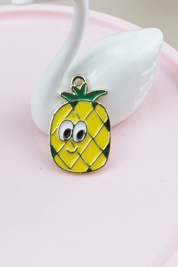 10Pcs/Pack Fruit Pineapple Enamel Charms Metal Topic Yellow Pendant Golden Color Necklace Earring Diy Fashion Jewelry Accessories