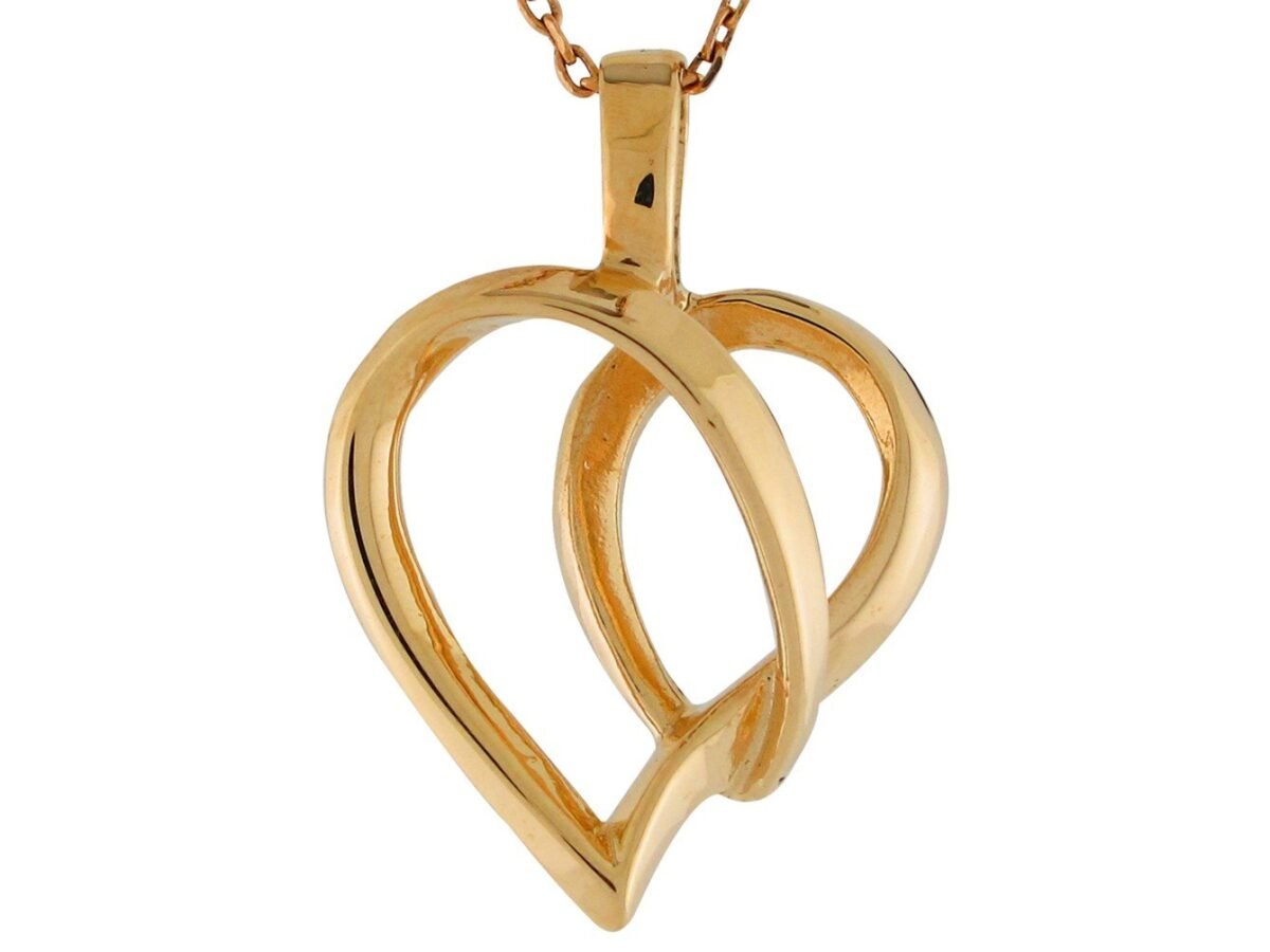 10k Yellow Gold Breathtaking Modern 3d Curved High Polish Heart Pendant(JL#9927)