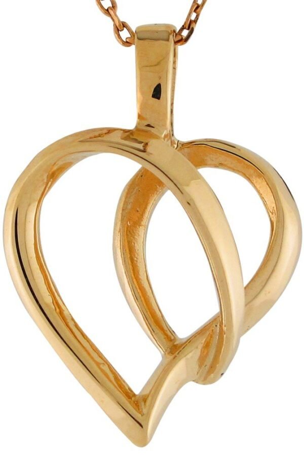 10k Yellow Gold Breathtaking Modern 3d Curved High Polish Heart Pendant(JL#9927)