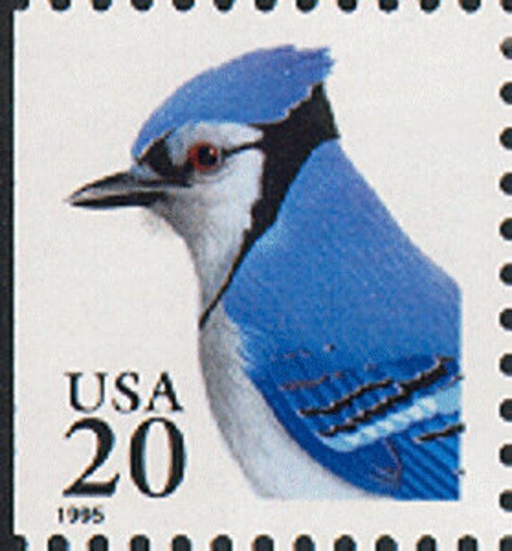 10x Blue Jay Bird 1995 20C Blue Unused Vintage Postage Stamp. Free Shipping #1 Source. Best Prices On Stamps