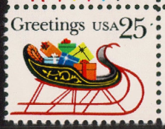 10x Christmas 1989 Sleigh & Gifts 25C Unused Vintage Postage Stamps Free Shipping Your #1 Source. The Best Prices On Stamps
