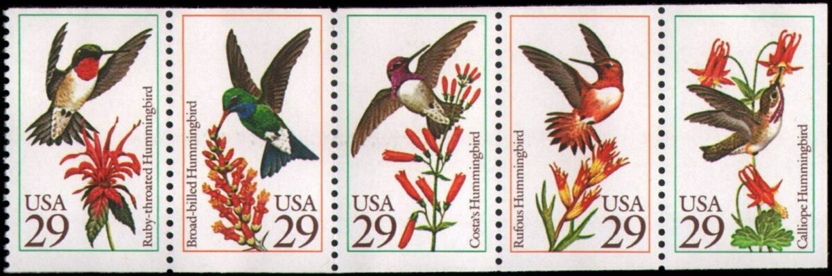 10x Hummingbirds Costa's Rufous Calliope Ruby Throated 5 Diff 1992 29C Postage Stamps Free Shipping #1 Source Best Prices On Vintage Stamps