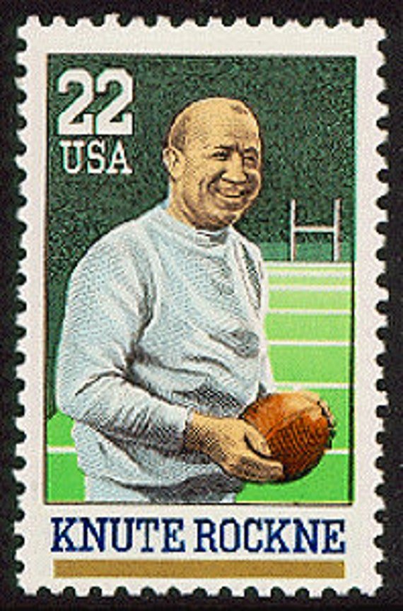 10x Knute Rockne Football Notre Dame 1988 22C Green Unused Postage Stamps Free Shipping #1 Source Best Prices On Vintage Stamps