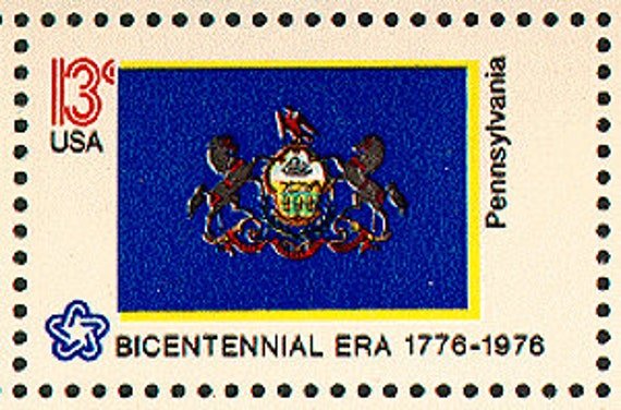 10x Pennsylvania Flag Philadelphia 1976 13C Unused Postage Stamp Free Shipping #1 Source Best Prices On Vintage Stamps