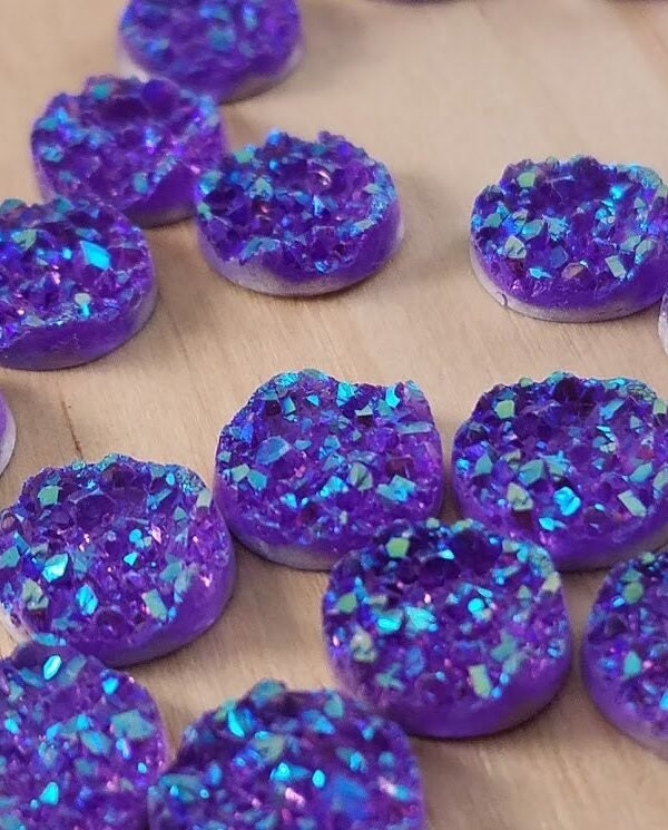 11.5mm Ab Purple Chunky Faux Druzy Cabochons 10 Pcs L Earring Making Jewelry Supplies, Cabochon Diy Supply Charms