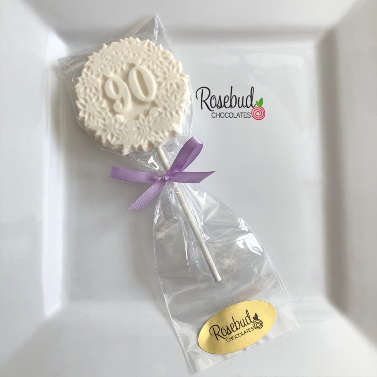 12 Number #90 Chocolate Decorative Floral Lollipop Favors 90Th Birthday Party Candy