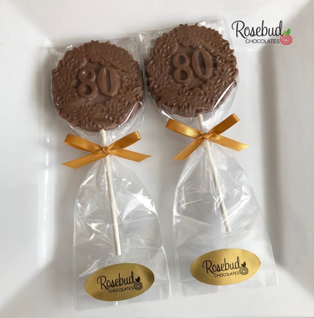 12 Number Eighty #80 Chocolate Decorative Floral Lollipop Candy Favors 80Th Birthday Party