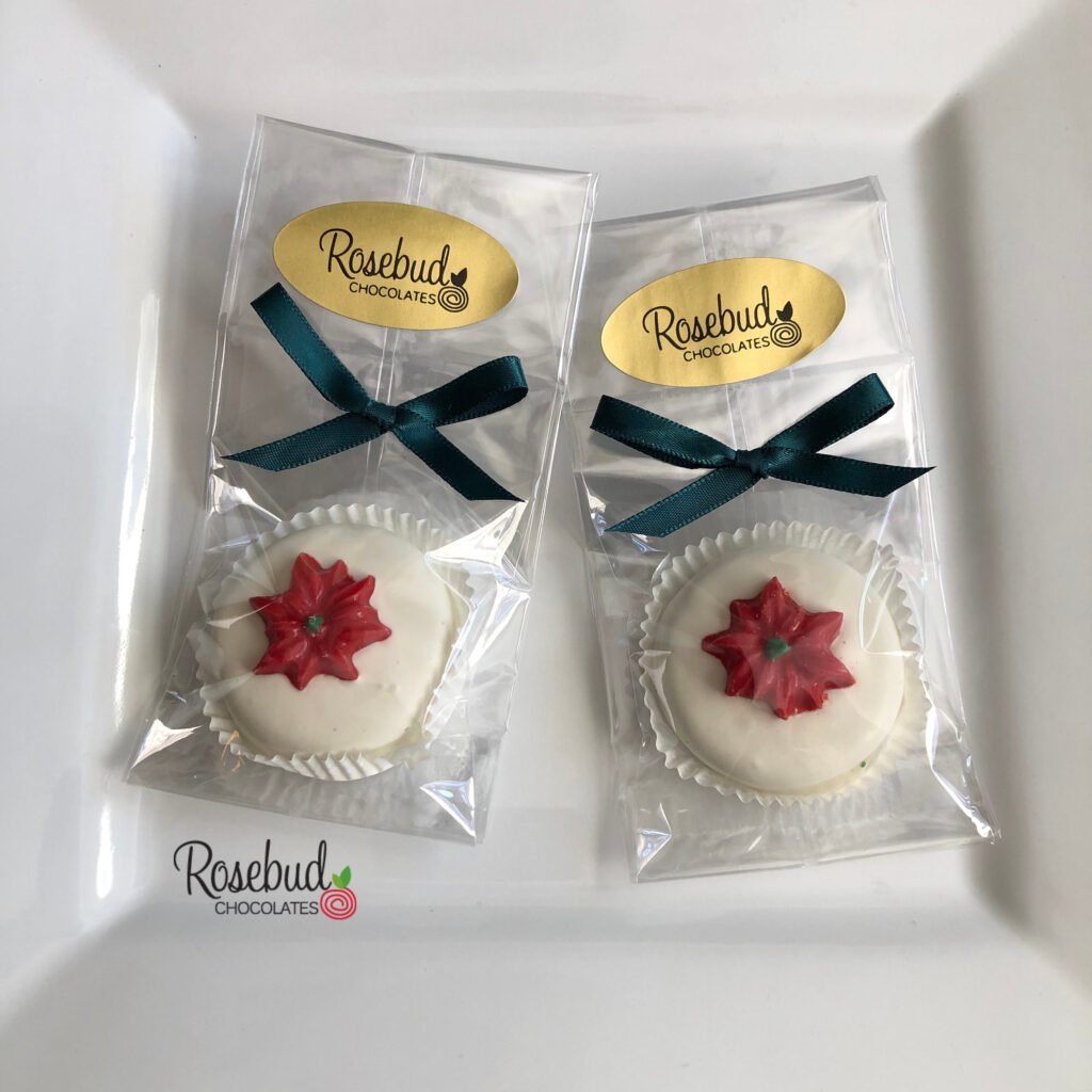 12 Poinsettia Chocolate Covered Oreo Cookie Candy Party Favors Christmas Holiday Flower