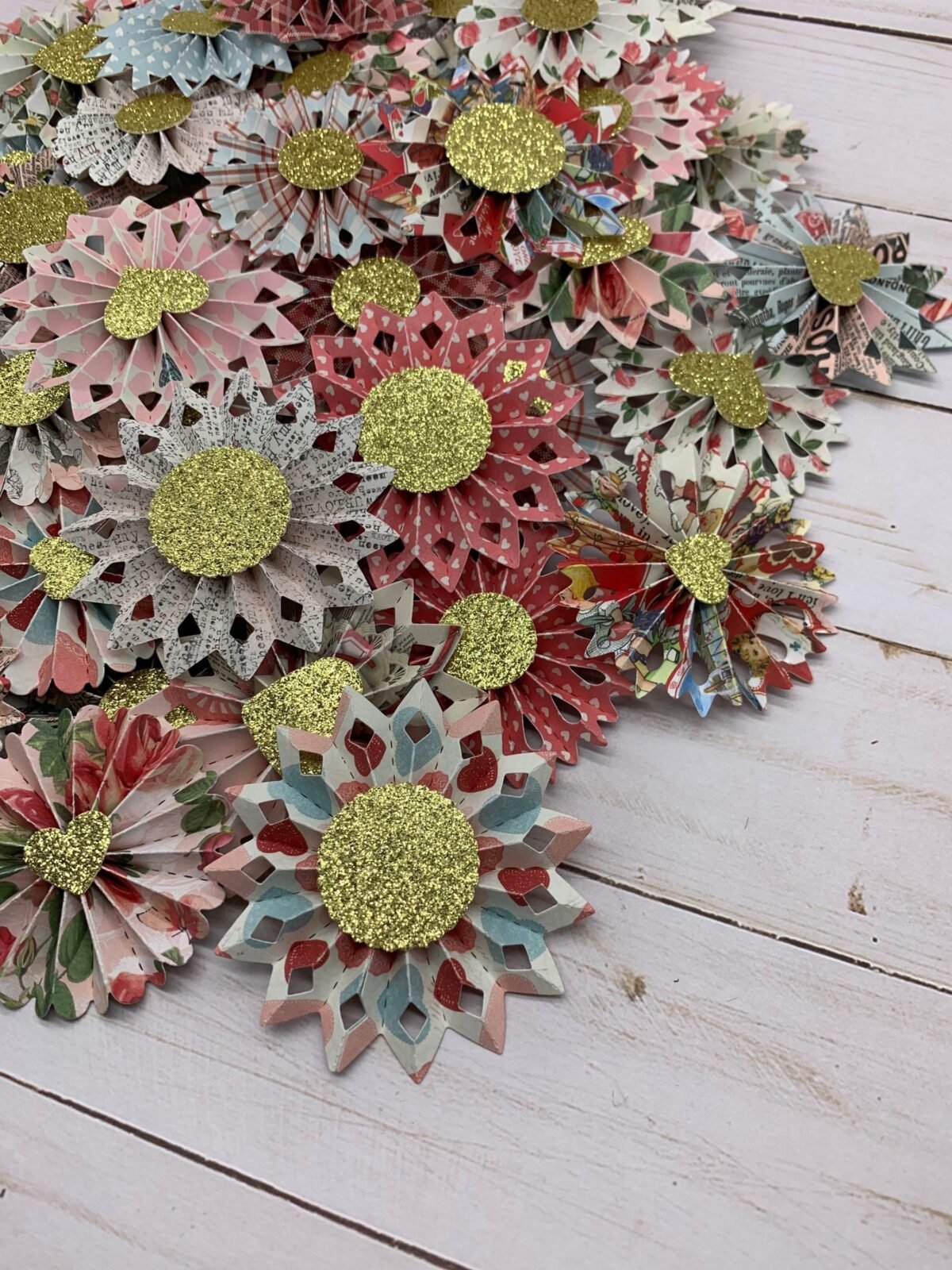 12 Random Handmade Mini Paper Rosettes - Medallion/Accordion Flowers Party Pinwheels Embellishments Planners Pinkpeppermintshoppe