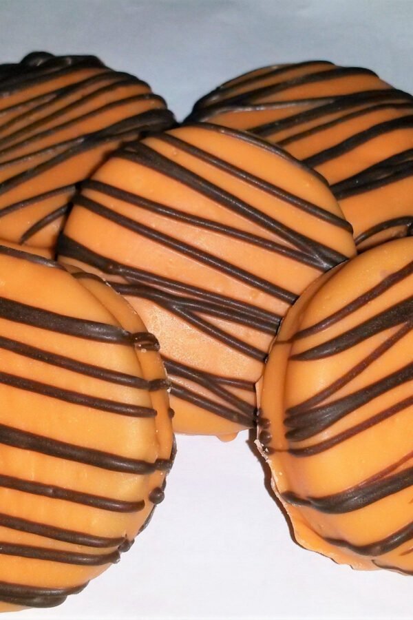 12 Tiger Striped Orange Chocolate Covered Oreo Cookies With Milk Drizzle