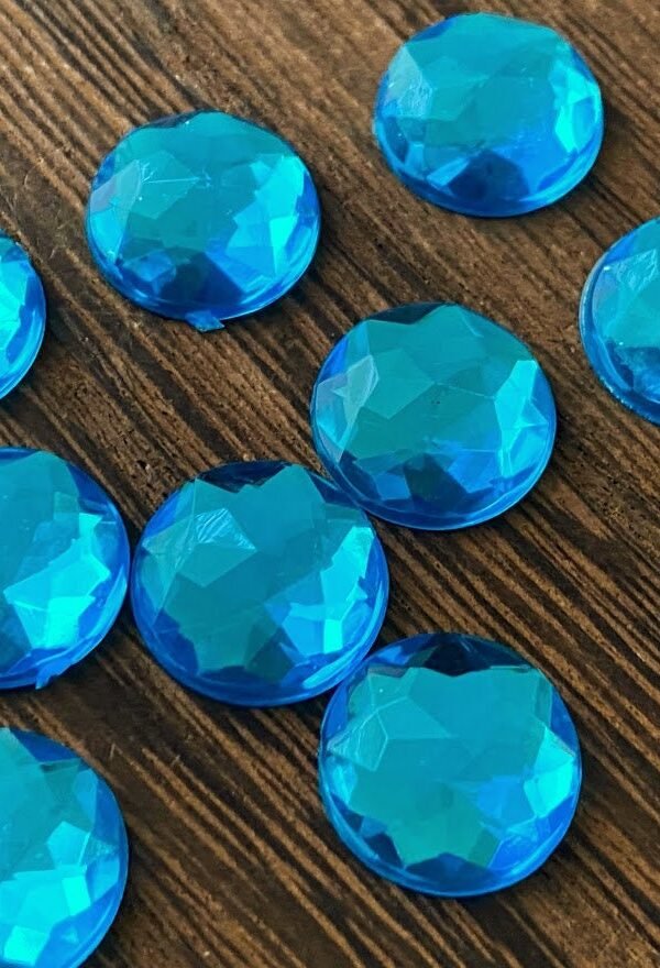 12mm Aqua Multifaceted Rhinestone Resin Cabochons -10Pcs L Earring Making Jewelry Supplies, Cabochon Diy Supply Charms