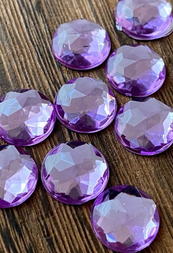 12mm Lavender Multifaceted Rhinestone Resin Cabochons -10Pcs L Earring Making Jewelry Supplies, Cabochon Diy Supply Charms
