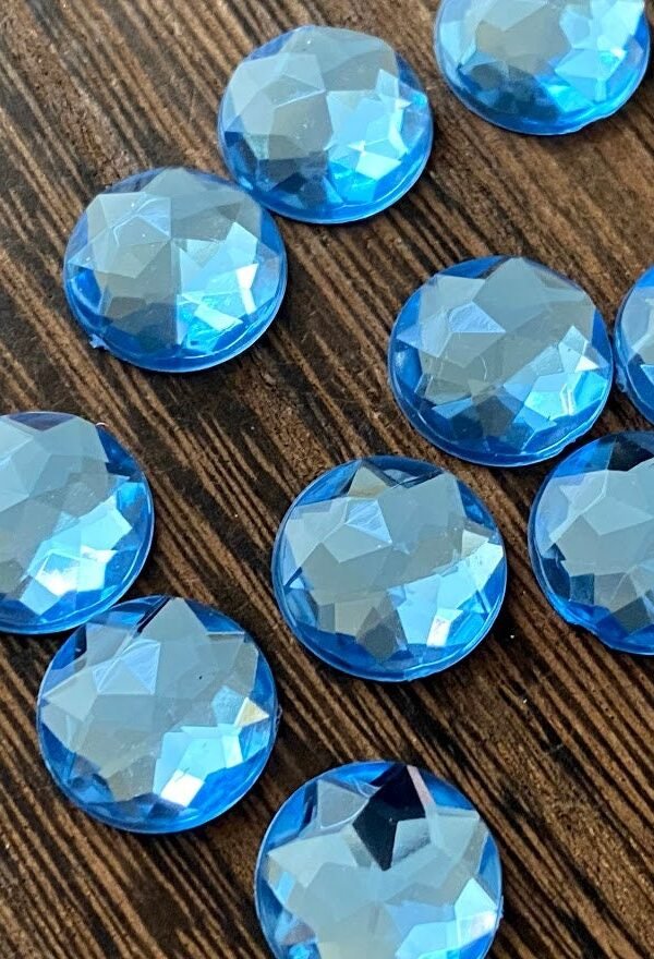 12mm Light Blue Multifaceted Rhinestone Resin Cabochons -10Pcs L Earring Making Jewelry Supplies, Cabochon Diy Supply Charms