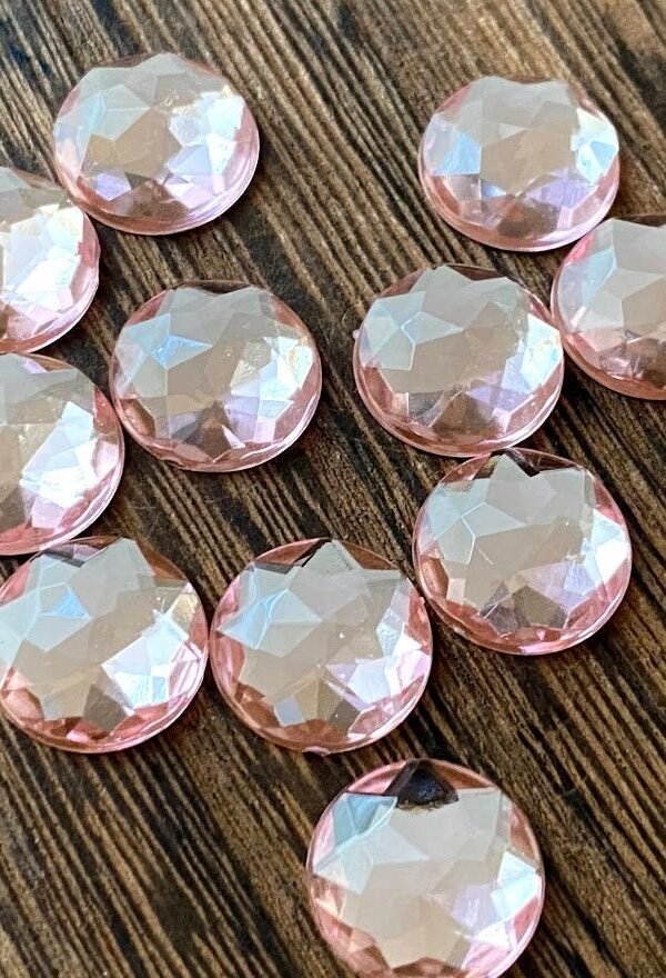 12mm Light Pink Multifaceted Rhinestone Resin Cabochons -10Pcs L Earring Making Jewelry Supplies, Cabochon Diy Supply Charms
