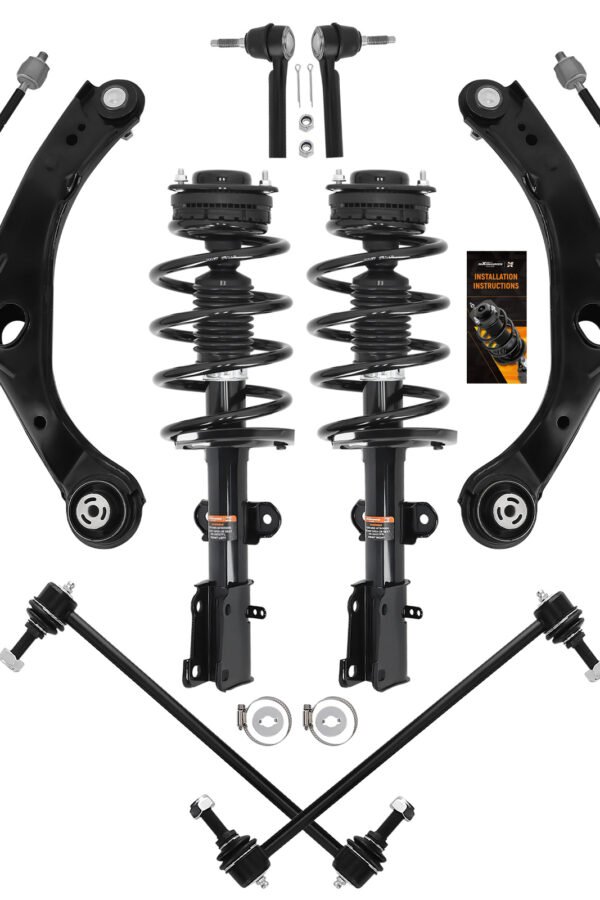 12pc Front Struts Coil Spring + Lower Control Arms compatible for Dodge Grand Caravan 08-10