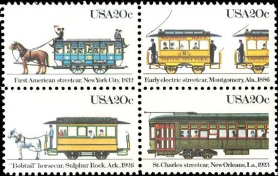 12x Streetcars Trolleys New York Alabama Arkansas Orleans 1983 20C Postage Stamps Free Shipping #1 Source Best Prices On Vintage