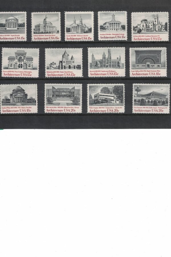 13 Diff Architecture Famous Architects Buildings Black & White Postage Stamps Free Shipping #1 Source Best Prices On Vintage