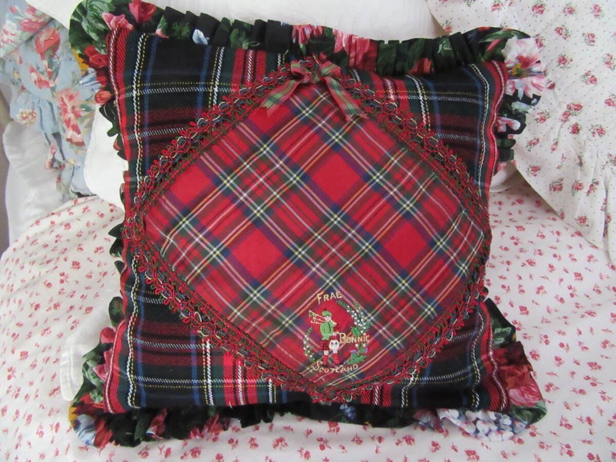 13" X Antique Scottish Tartan Pillow