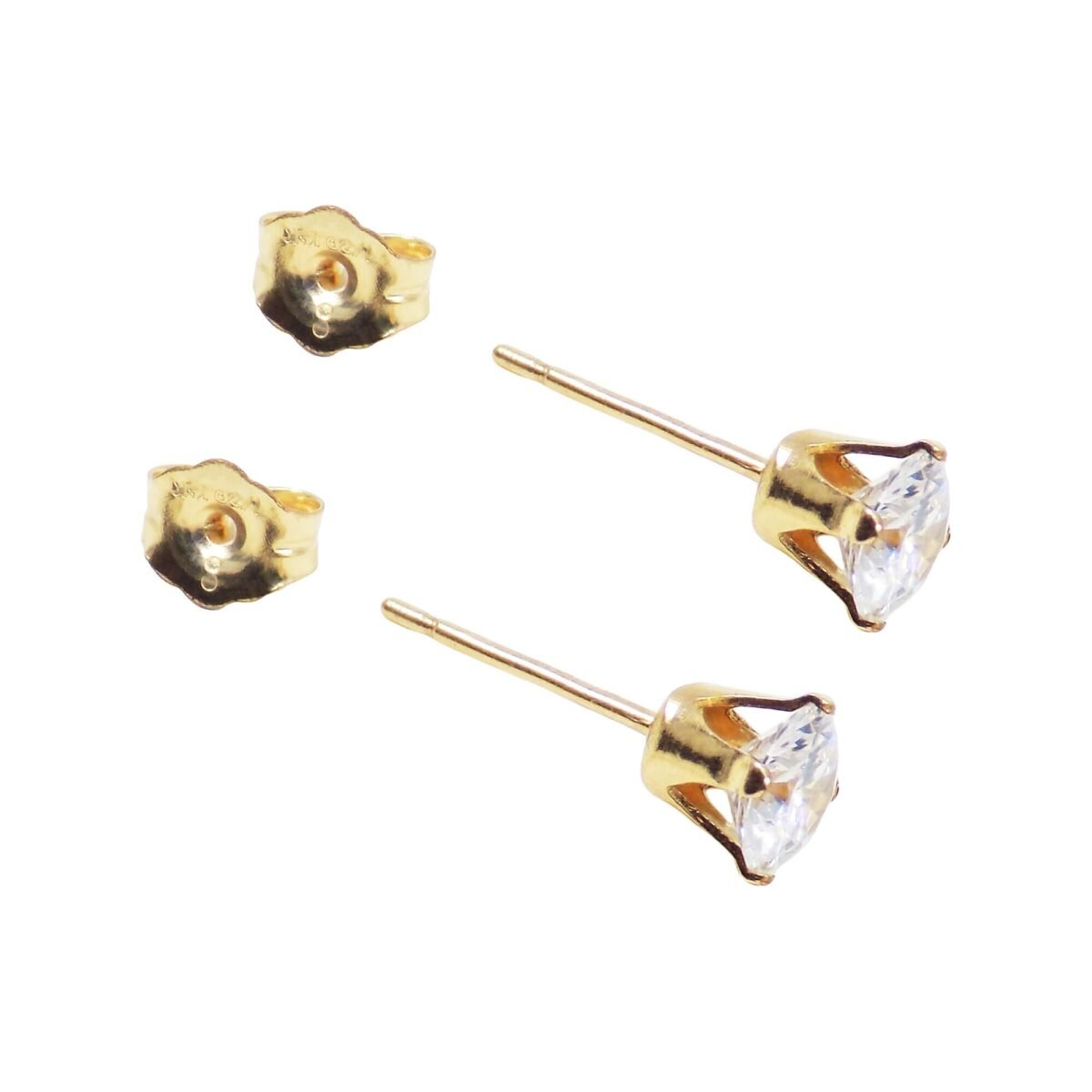 14K Gold Filled 5M Studs Earrings. Simulated Diamond Cubic Zircon Crystal