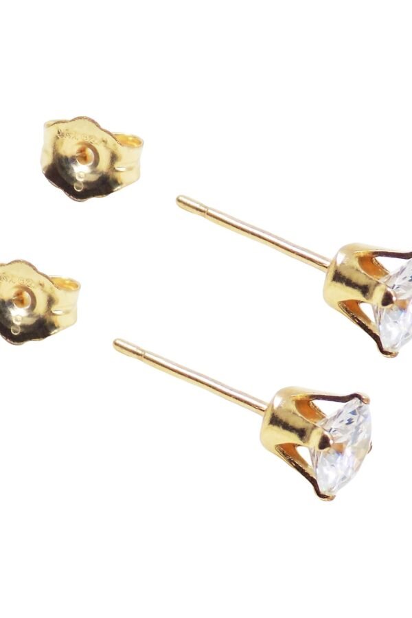 14K Gold Filled 5M Studs Earrings. Simulated Diamond Cubic Zircon Crystal