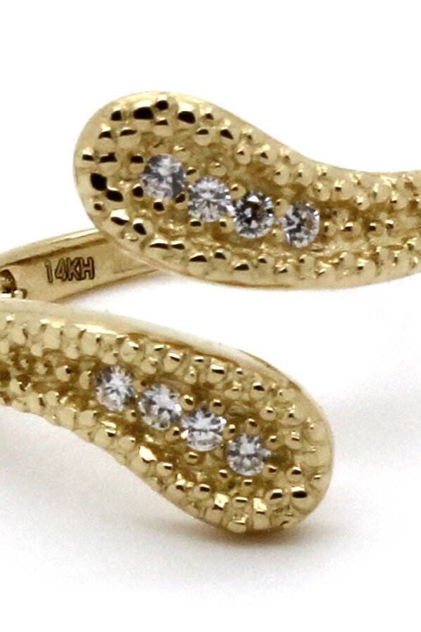 14K Yellow Gold Adjustable Wrap Around Toe Ring With Cz