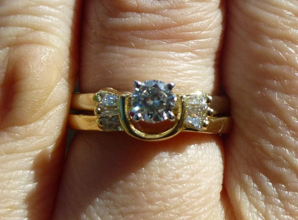 14Kt Yellow Gold Diamond Wrap Wedding Band Stacker Band With 33 Points Of Baguette Diamonds Wedding Ring Jacket