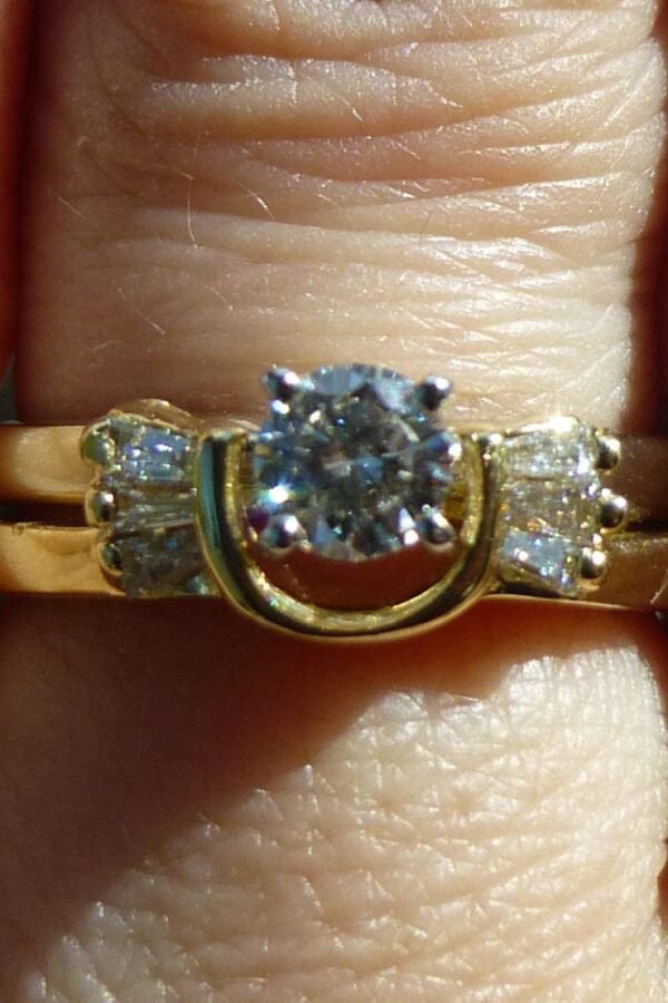14Kt Yellow Gold Diamond Wrap Wedding Band Stacker Band With 33 Points Of Baguette Diamonds Wedding Ring Jacket
