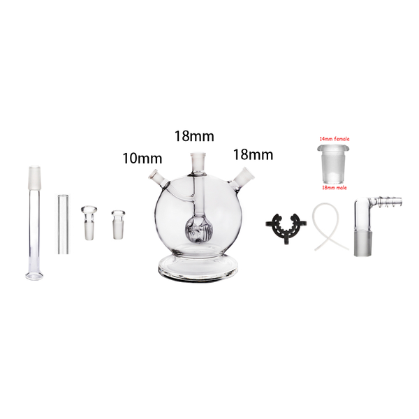 18mm 14mm 8 in 1 Mega Globe MK2 Glass Flat Earth Edition Water Bong Pipe Dab Rig Kit