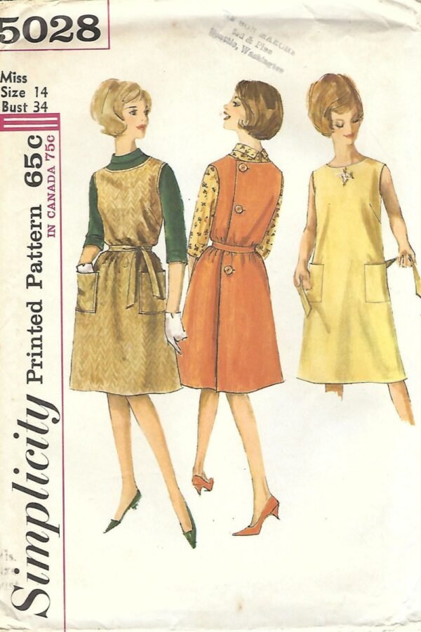 1960S Simplicity 5028 Uncut Vintage Sewing Pattern Misses Wrap Jumper & Blouse Size 14 Bust 34